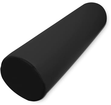 WELLCORE - Cuscino per massaggio, 60 x 15 cm, in ecopelle, sfoderabile, imbottitura in schiuma, per yoga, fitness, per lettino da massaggio, ergonomico, nero