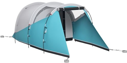 Outsunny Tente de Camping familiale 4-5 Personnes, Tente Tunnel imperméable, 2 Portes + fenêtres, ventilée, Facile à Monter, 4,6 x 2,6 x 1,9 m, Bleu