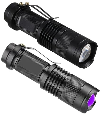 keloppasit 2 torce a luce UV, potente torcia elettrica, design portatile, torcia elettrica ad alta luminosità impermeabile per uso esterno