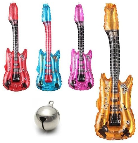 Globos de aluminio para guitarra de 75 cm, relleno de aire, paquete de 4 colores: rojo, azul, naranja y rosa