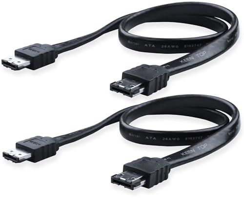 ELFJMZP eSATA-kabel, 6 Gbit/s SATA III uttag/hona, avskärmad, med lås, hot-plug, för HDD/SSD/hölje/opt. Enhet, 50 cm (2-pack)