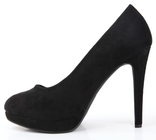 Bismaa Mens Womens Drag Queen Cross Dresser HIGH Heel Round Toe Court Shoes Big Sizes UK 9,10,11,12 (UK 10/EU 44, Black Suede)