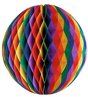PAPSTAR Wabenball Ø 30 cm Rainbow schwer entflammbar, Sie erhalten 10 Packungen á 1 Stück (insgesamt 10 Stück)