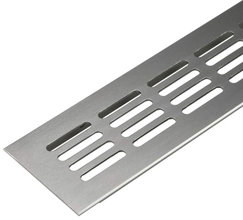 Gedotec Lüftungsgitter eckig aus Aluminium | 1 Stück Abluft-Gitter Edelstahl-Finish 600 x 60 mm | Tür-Gitter Alu für Innen und Außen | Belüftungsgitter eckig zum Verschrauben | Abluftgitter