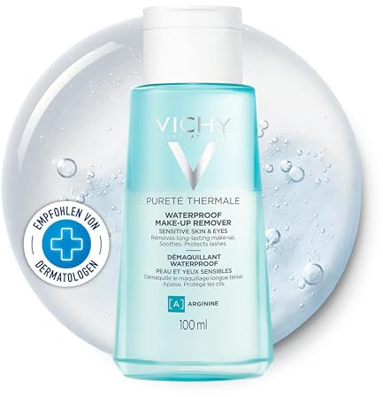 Vichy Pureté Thermale Make-Up-Entferner für wasserfestes Make-Up, Entfernt selbst langanhaltendes Make-Up, Inkl. Wimpernschutz, Hypoallergen, Ohne Parabene, 100 ml