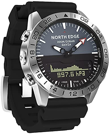 Lixada Reloj Analógico Digital Deportivo para Hombre,Reloj de Buceo,Reloj de Pulsera de Acero para Negocios,Altímetro,Brújula, 200 m, Resistente al Agua con Correa de Silicona