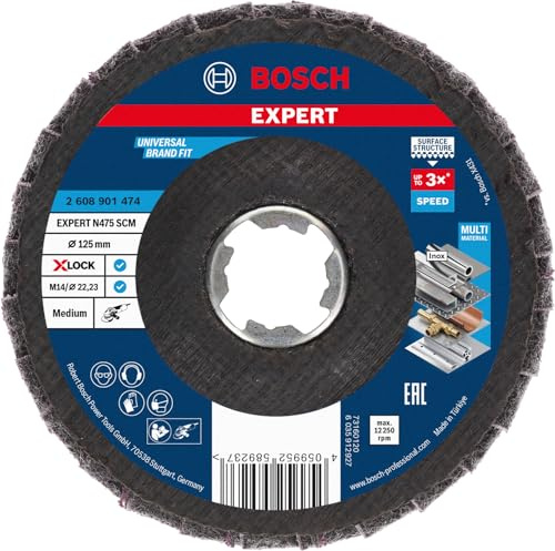 Bosch Accessories 1 X EXPERT N475 SCM X-LOCK Disco abrasivo a ventaglio (per la finitura di superfici metalliche, Ø 125 mm, medio, accessorio smerigliatrice angolare)