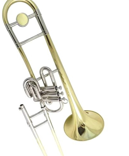 Trombón De Cuerpo Dorado Lacado De Latón Amarillo Tono Bb, Trombón De Pistones Con Estuche, Boquilla Trombón Para Principiantes