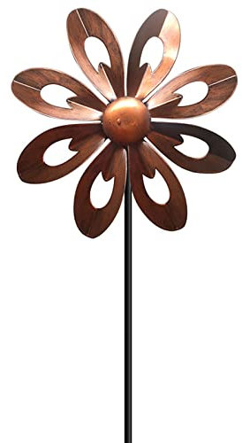 TITA-DONG Moulins à Vent de Jardin, Moulins à Vent de Jardin sur Piquet en Métal D'extérieur, Moulin à Vent en Métal de Sculpture de Vent Cinétique de Qualité Supérieure pour Cour Extérieure,(Cuivre)