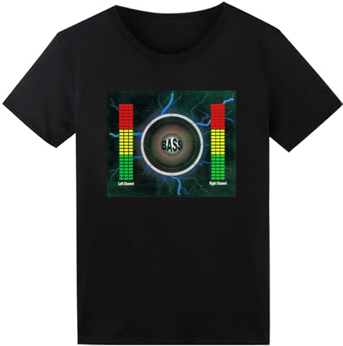 SOOOEC Camiseta LED con ecualizador activado por sonido, se ilumina para Halloween, fiesta EDM, hip hop, disfraz de cosplay, concierto, disfraz de cumpleaños, regalo para DJ, negro, XL