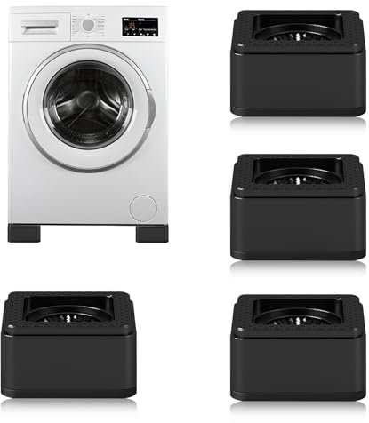 Torytoe Schwingungsdämpfer Waschmaschine, 4 Stück Universal Vibrationsdämpfer Waschmaschine Füße mit Gummimatte Antirutschmatte für Waschmaschinen, Trockner und Möbel