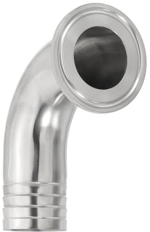 PATIKIL 90 graders armbåge tre klämmor slanghulling, sanitetsslang hulling rörmontering 1 1/4 tum rör 50,5 mm hylsa (1,5 tre klämmor) 304 rostfritt stål för bryggeri vingård matbearbetningsutrustning