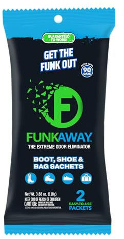 FunkAway Extreme Shoe Deodorizer Sachet, Long-Lasting Odor Eliminator for Shoes, Boots and Bags, Odor Neutralizer Scented Sachets Absorb and Eliminate Funk at the Source