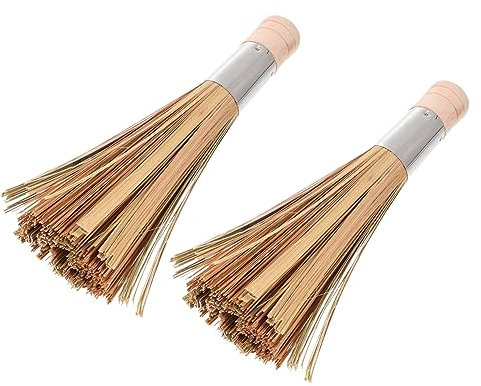 BEBEMOKO 2pcs Oil-Resistant Pot Brush Long Handle Dish Scrubber for Kitchen Restaurant Hotel