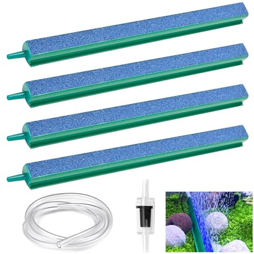 DHSWNNG 4 Stück Aquarium Luftstein, 30cm Ausströmerstein Aquarium Luftausströmer mit Rückschlagventil Aquarium Luftschlauch Blasenstreifen Sauerstoffstein Felsen Ausströmer