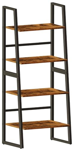 OYE 2 i 1 bokhylla med 4 nivåer, steghylla med 4 hyllor, fristående blomställ, stående hylla, för vardagsrum, sovrum, kök, hemmakontor, industriell design, stålram, rustik