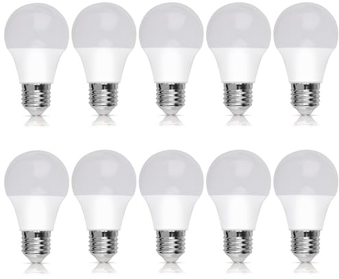 Bright Source Non-Dimmable Opal Frosted LED GLS Bulb, 8.5W, 806lm, E27 Edison Screw, 6500K Daylight White - Pack of 10 Bulbs