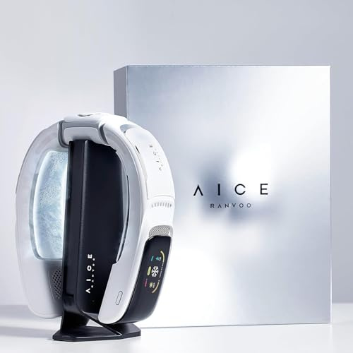 Nr.1 Kühlung AICE 3 AI Nacken-Klimaanlage 7000mAh 30H [Kühlung/Heizung] [Gesundheitsmonitor] Nackenventilator mit Kaltluft, App, wiederaufladbar, Musik, Anrufe, Geschenk, Eisweiß, ohne Ständer