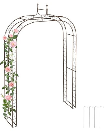 Relaxdays Arco per Rose Rampicanti da Giardino, Sostegno per Piante, HLP 240x155x39 cm, Supporto Edera, Acciaio, Marrone