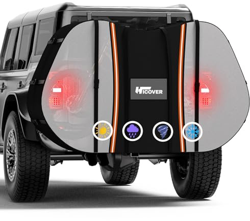 Bike Cover for Transport 2 Bikes Hicover 600D Travel Bike Covers for 2 Bikes on Rear Bike Rack Heavy Duty Waterproof Outdoor Full Bicycle Rack Cover on Car Hitch Storage (Black - Visible, XL-2 Bike)