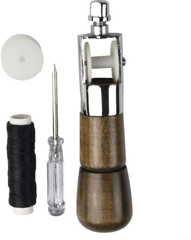 Speedy - Kit de punzón de costura para reparación de toldos de lona con aguja de punto de bloqueo y carrete de hilo encerado, costura a mano, juego de manualidades