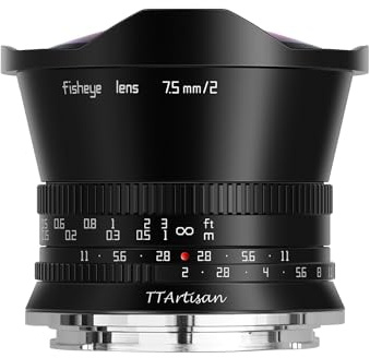 TTARTISAN APS-C Objectif Ultra Grand Angle 7,5 mm F/2 Fisheye RF pour Canon RF à baïonnette EOS R7 R10 R50 R5 R6 R3 R8 (baïonnette RF)