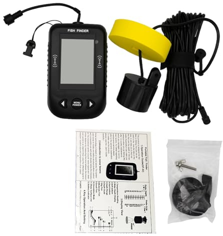 Taruor Ekolod Fish Finder Handhållen Fish Detector Transducer med LCD-skärm Bärbar Båtkajak Nattfiske Djupsökare Max 100M Svart