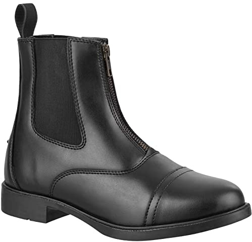 RL24 - Stivali da equitazione Jodhpur COMPANION FZ in ecopelle nera per bambini, uomo e donna [taglia 29-46], Nero , 45 EU