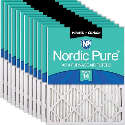Nordic Pure 14x14x1 (13_3/4x13_3/4) MERV 14 Plus Carbon Pleated AC Furnace Air Filters