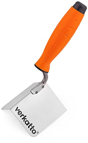 Mivos Truelle d'angle extérieure en acier inoxydable - 80 x 60 mm - Spatule de bord avec poignée douce - Angle de 90° - Fabriquée en UE - Multicolore