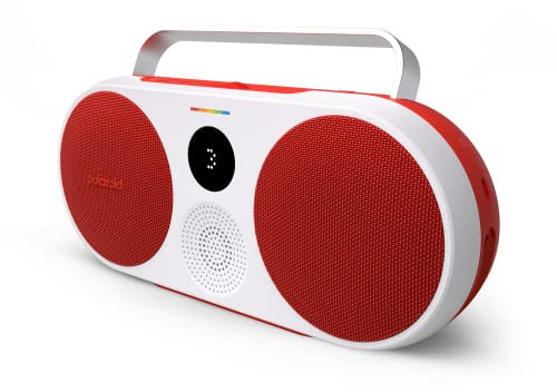 Polaroid 9091 P3 Lecteur de Musique (Rouge) – Boombox rétro sans Fil Haut-Parleur Bluetooth Rechargeable avec Double appariement stéréo