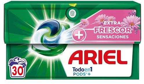 ARIEL PODS Todo en 1 Detergente Lavadora Liquido en Capsulas/Pastillas, 30 Lavados, Jabon Limpieza Profunda, Mas Frescor Sensaciones