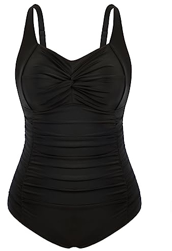 Hanna Nikole Große Größen Einteilige Swimsuit Damen Einfarbig Drucken Streifen Einteilige Swimsuit Schwarz 48