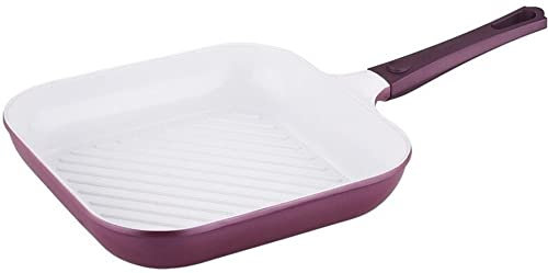 Rammento Sartén cuadrada grande antiadherente de cerámica, 28 cm, apta para inducción, se puede utilizar en todas las cocinas