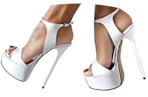 ORANDESIGNE Sandali Donna Scarpe da Spiaggia Estate Moda Romano Partito Sandalo Cava Tinta Unita Sexy Tacco Spillo Alto Casuale con Zip B Bianco 45 EU