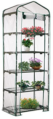 Maison Culture Serre sans Étagère, Porte Enroulable, Plantation tomates, légumes, Couverture en PVC Transparent pour Jardin, Balcon, Aluminium