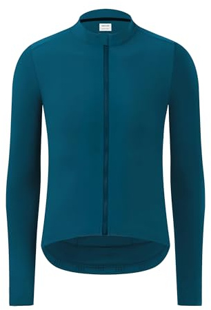 RISESBIK Langarm Radtrikot Herren Winter Fahrradbekleidung Thermo Fleece Fahrradjacke Winddicht Leicht, Dunkles Türkis, M