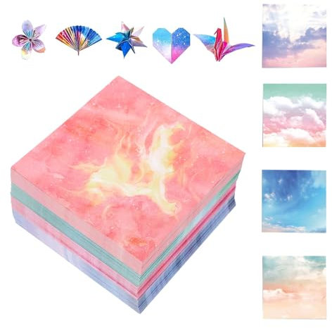 400 Blatt Quadratische Farbverlauf Origami, 9.5 X 9.5 cm Doppelseitiges Faltpapier Romantischer Himmel Origami-papier Papierhandwerk OrigamiKinder für DIY Bastelunterricht Decor Scrapbook