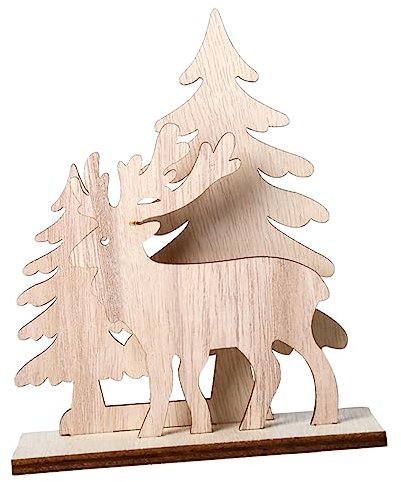 GOOHOCHY Weihnachtsschmuck Aus Holz Hirsch- -Design Für Heimdekoration Party