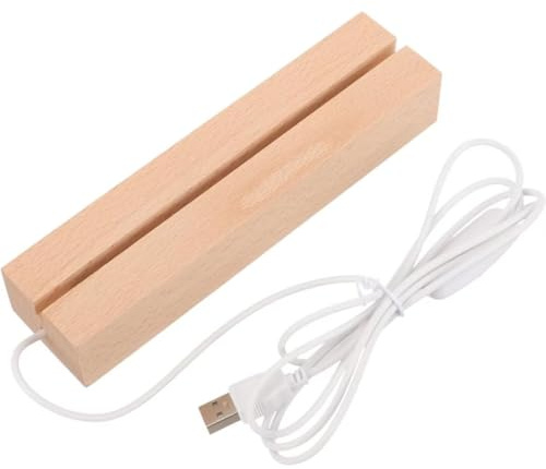 Generic Socle Lumineux Bois avec LED, Base de Présentation Rectangulaire avec USB, Supports Led Colorés Réglables, Base rectangulaire lumineuse blanche en Bois de Noyer