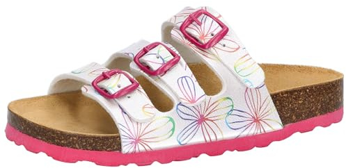 Lico Jungen Mädchen Bioline Flower Kids Pantoletten, Weiss/Bunt, 29 EU