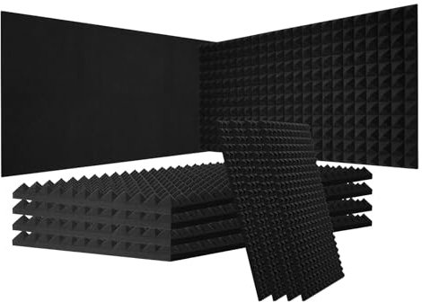 VEVOR Acoustic Foam Panels, 4 Pack 48 x 24 x 2 inches, Pyramid Designed Soundproof Wall Panels, Fire-Resistant, Sound Dampening Absorbing Panels for Studio Wall and Ceiling, Black
