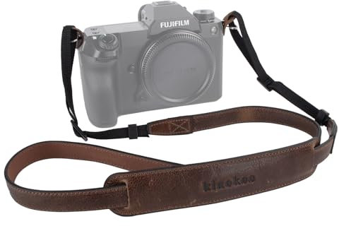 MUZIRI Ceinture en cuir véritable avec bandoulière réglable et anneaux triangulaires pour appareils photo numériques - Longueur 90 à 140 cm