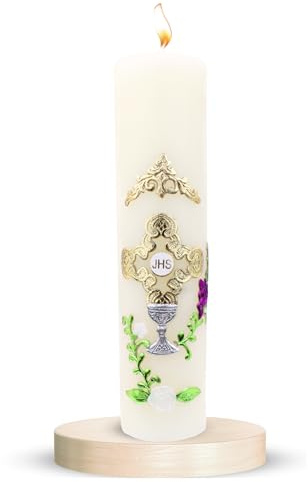 Vela auténtica de primera comunión hecha por artesanos mexicanos en La Villa de Guadalupe | Vela de Primera comunion para niño o niña | Vela para Primera Comunion para niña | Juego de velas de Primera