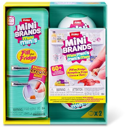 Mini Brands Fill the Fridge S1 Playset + 2pk INT Capsules by ZURU, Miniature, Mini, Food, Foodie, FoodTok, Collectible, Unboxing, Toy, Stocking Stuffer
