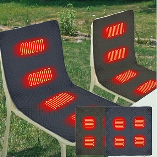 Qivine Cuscino Riscaldante per Sedia da Campeggio, Cuscino Termico Elettrico USB con 4 Zone di Riscaldamento, 3 Livelli di Temperatura, Cuscino Portatile per Casa, Esterno 45 x 90cm