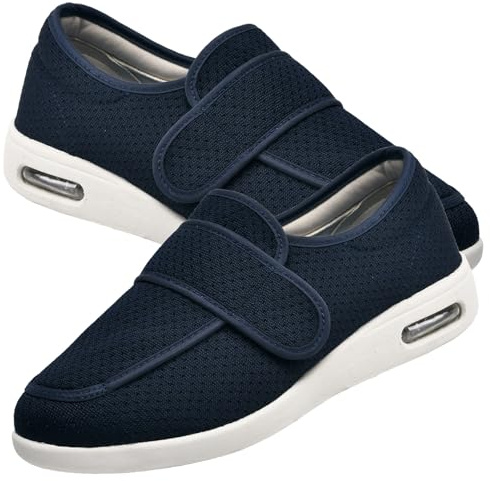 JTNZDAW Zapatillas Pie Diabetico Hombre Los ancianos Zapatos para Juanetes Mujer Deportivas Ancho Especial Diabeticos Cómodas Zapato Ortopedico(Blue,46 EU)