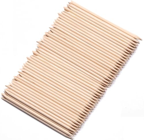 Borogo 200 Pcs Orange Wood Nail Sticks Double Sided Multi Functional Cuticle Pusher Manicure Pedicure Tool for Manicure Pedicure