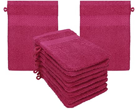 Betz Waschhandschuhe Palermo 10 Stück 16x21 cm – 100% Baumwolle 360g/m² – Weiche Frottee Waschlappen – Pflegeleicht & saugstark – Farbe Cranberry
