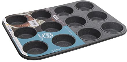 Masterchef MCA-MUF Muffinform für 12 Cupcakes Muffinblech aus Karbonstahl, Stainless Steel, Stahl